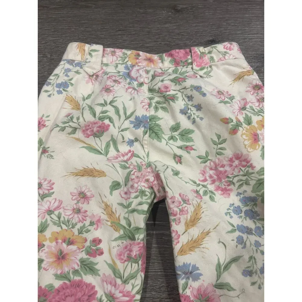 Vintage Ralph Lauren Girls Size 10 Floral Pants Cotton Pastel Wildflower Kidcore